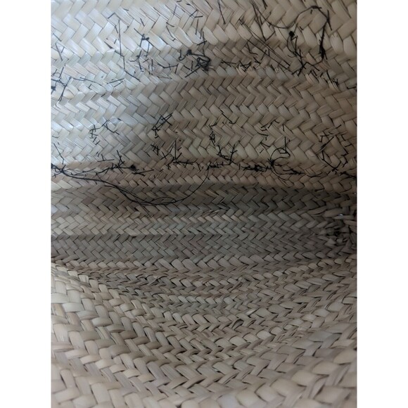 Bohemia Straw Shopping Bag Black Loopy Embroidered Large Beachy - Picture 10 of 10